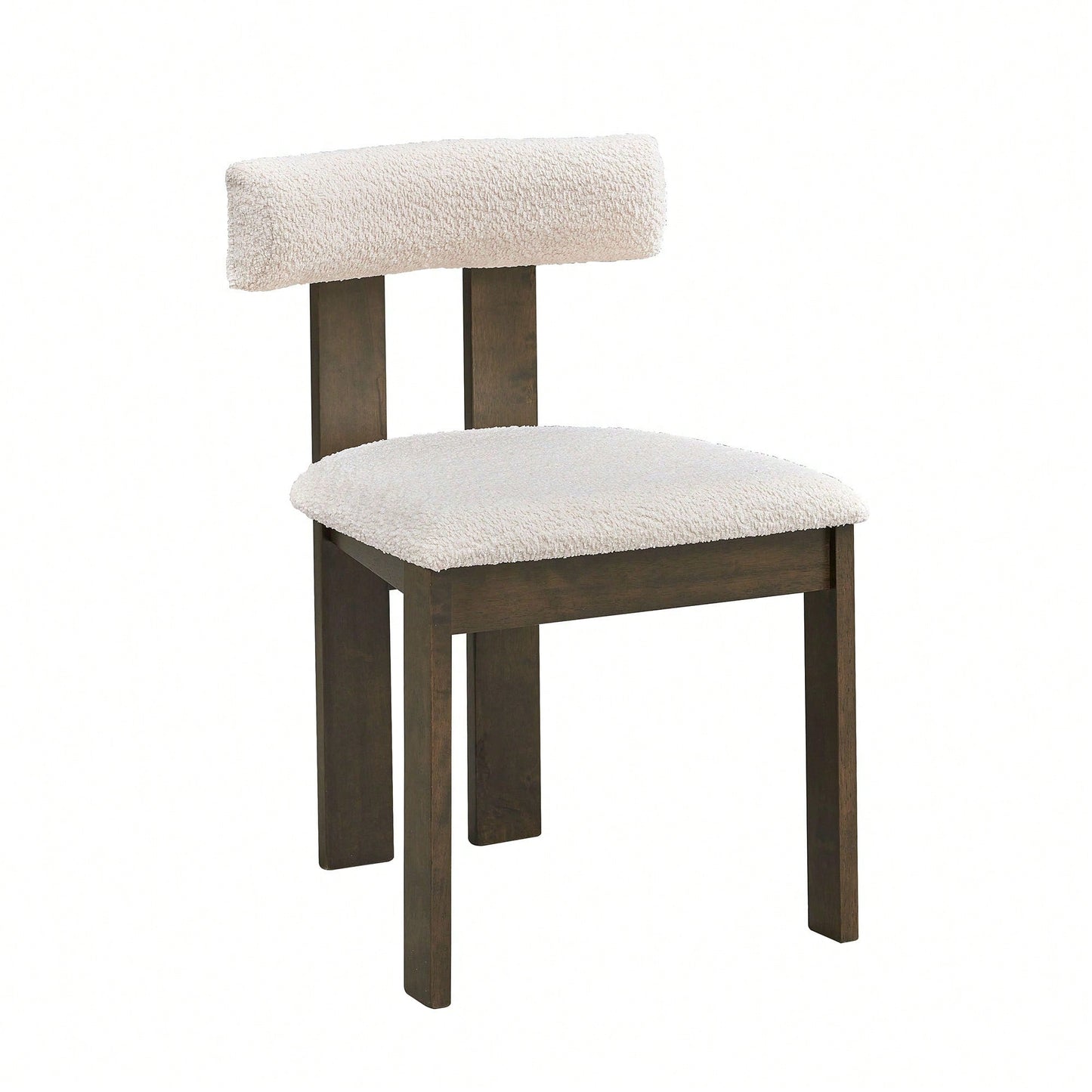 Set Of 2 Modern Boucle Upholstered Dining Chairs With Open Back Mid Century Style For Kitchen And Living Room