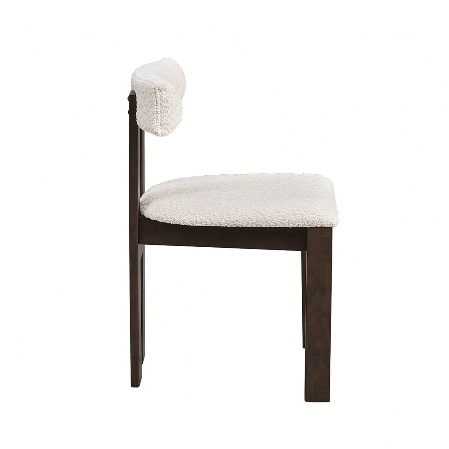 Set Of 2 Modern Boucle Upholstered Dining Chairs With Open Back Mid Century Style For Kitchen And Living Room