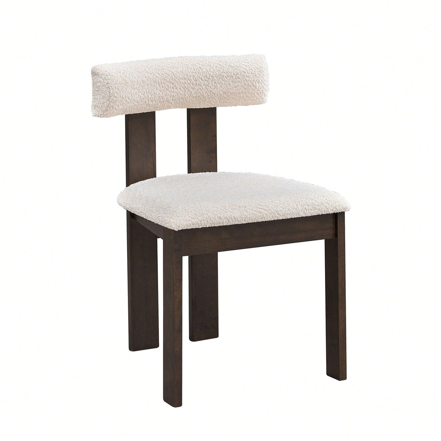 Set Of 2 Modern Boucle Upholstered Dining Chairs With Open Back Mid Century Style For Kitchen And Living Room