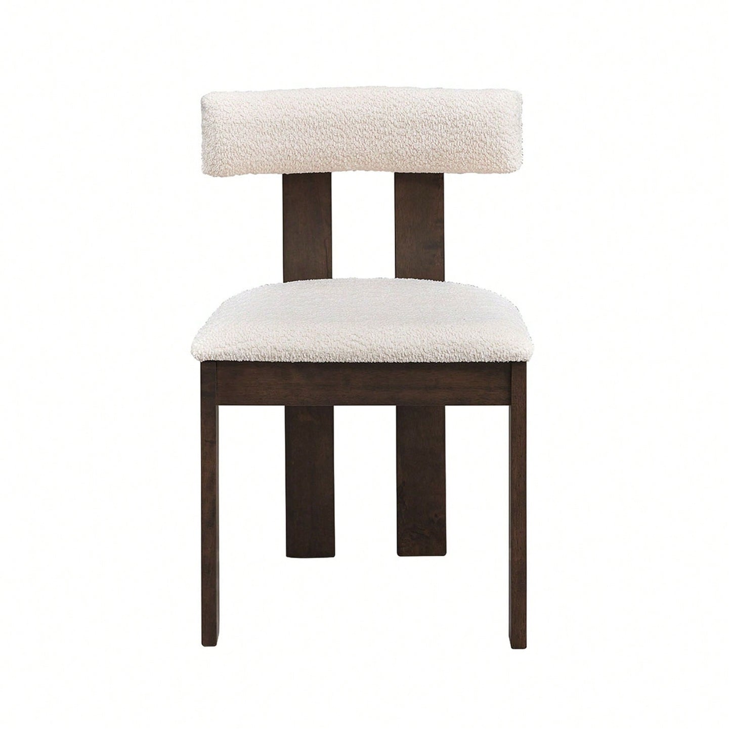 Set Of 2 Modern Boucle Upholstered Dining Chairs With Open Back Mid Century Style For Kitchen And Living Room