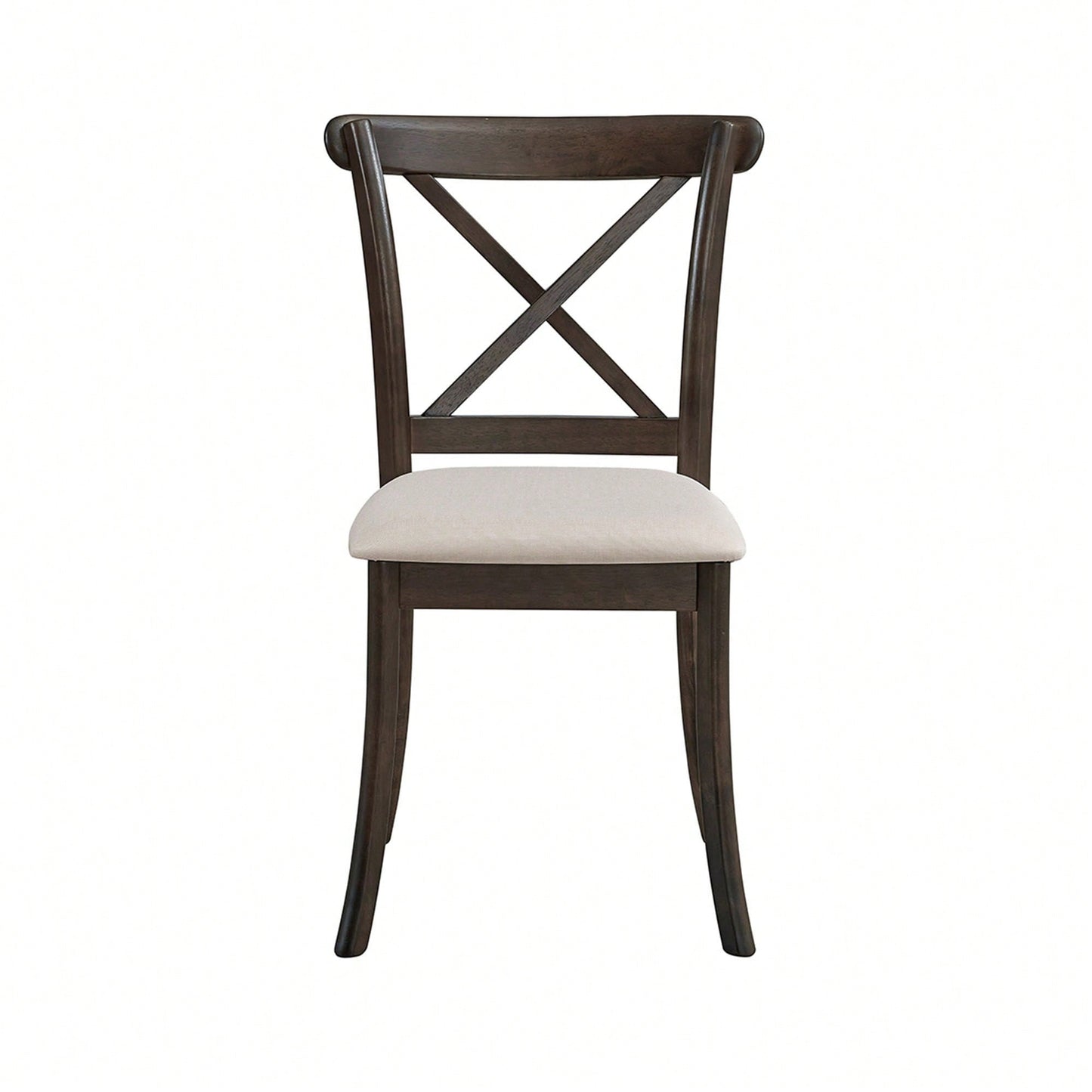 Modern Fabric Upholstered X Back Dining Chairs Set Of 2, Rubber Wood Farmhouse Style Kitchen Side Chairs In Oak Finish