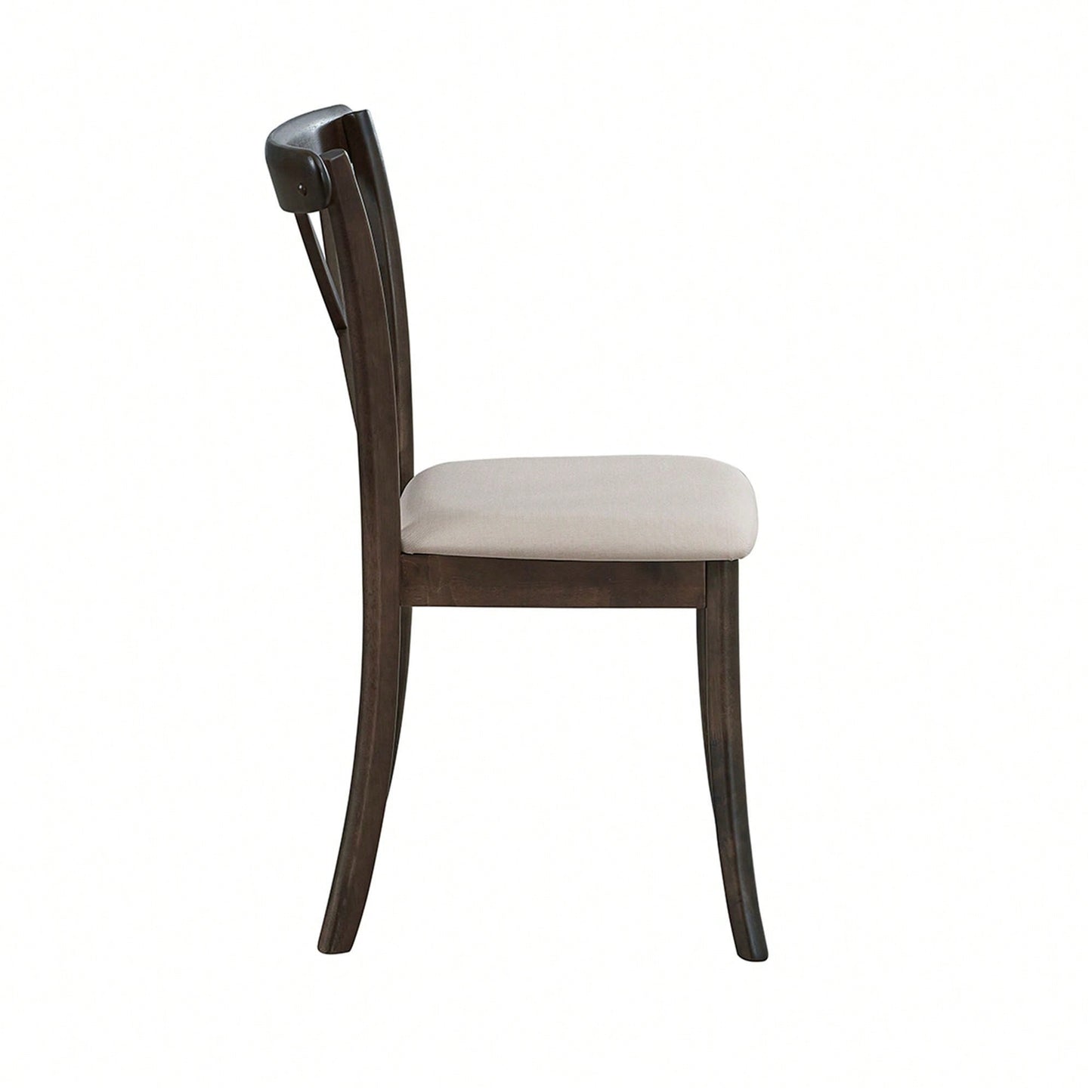 Modern Fabric Upholstered X Back Dining Chairs Set Of 2, Rubber Wood Farmhouse Style Kitchen Side Chairs In Oak Finish