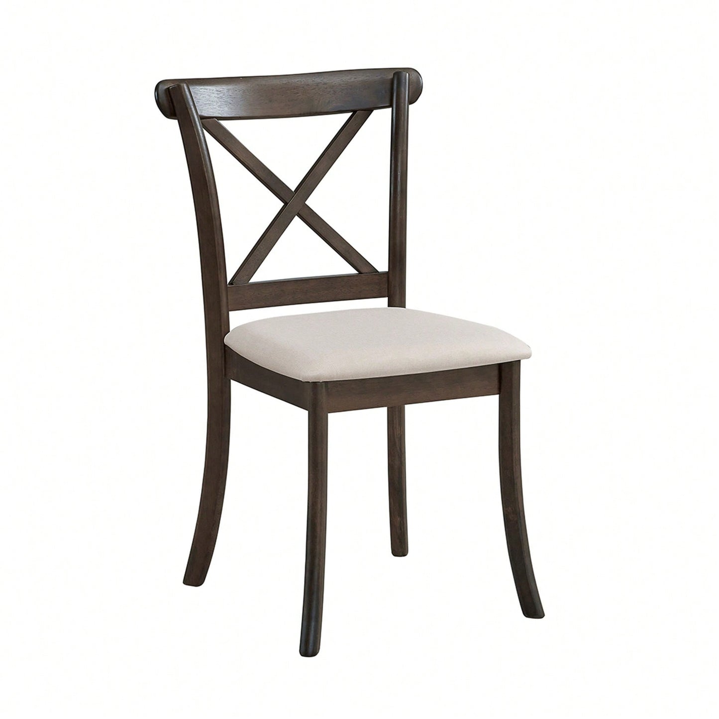Modern Fabric Upholstered X Back Dining Chairs Set Of 2, Rubber Wood Farmhouse Style Kitchen Side Chairs In Oak Finish
