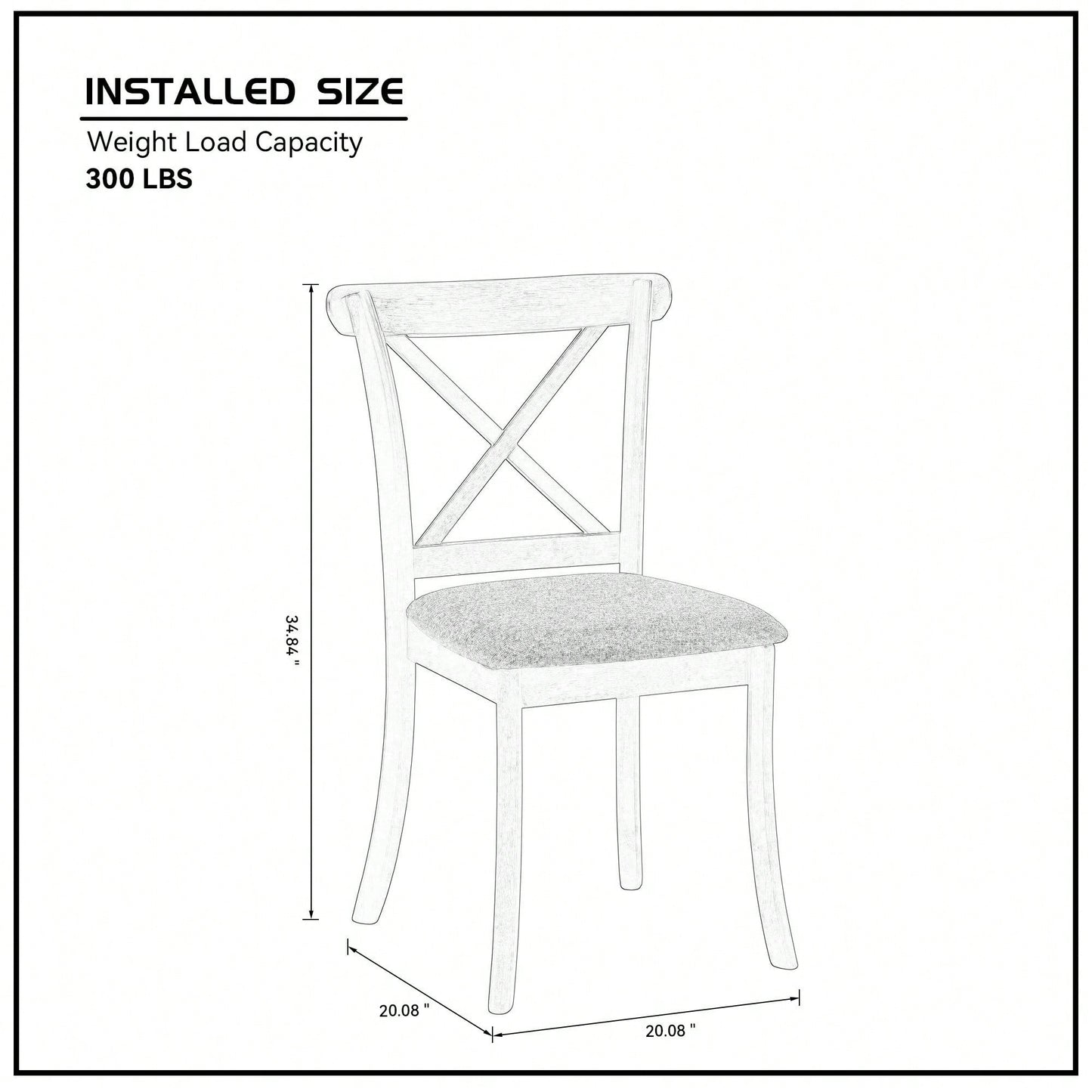 Modern Fabric Upholstered X Back Dining Chairs Set Of 2, Rubber Wood Farmhouse Style Kitchen Side Chairs In Oak Finish