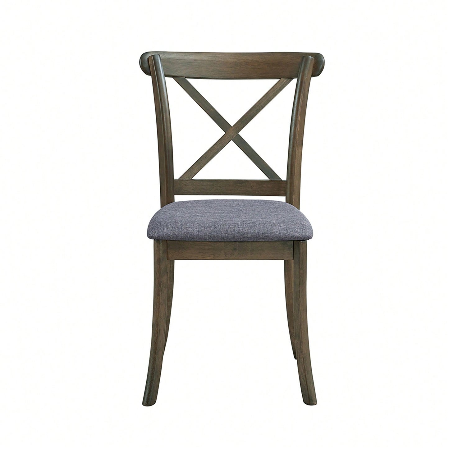 Modern Fabric Upholstered X Back Dining Chairs Set Of 2, Rubber Wood Farmhouse Style Kitchen Side Chairs In Oak Finish