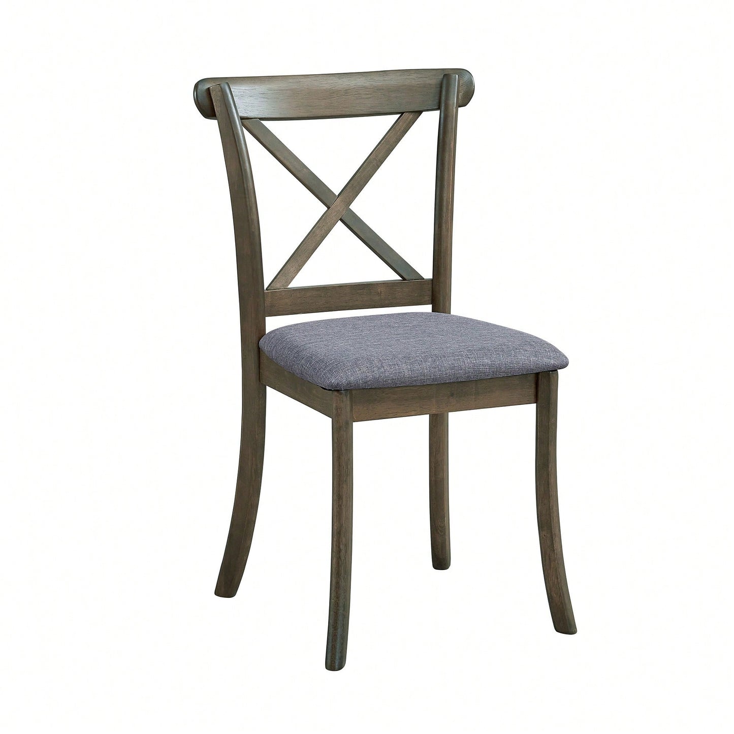 Modern Fabric Upholstered X Back Dining Chairs Set Of 2, Rubber Wood Farmhouse Style Kitchen Side Chairs In Oak Finish
