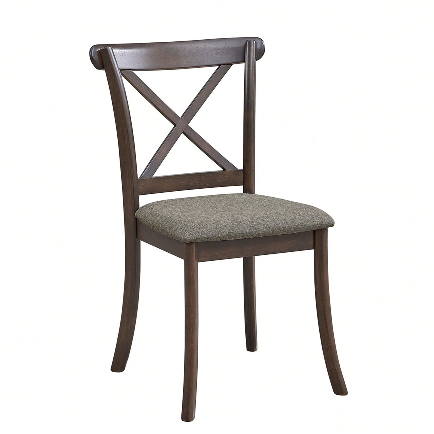 Modern Fabric Upholstered X Back Dining Chairs Set Of 2, Rubber Wood Farmhouse Style Kitchen Side Chairs In Oak Finish