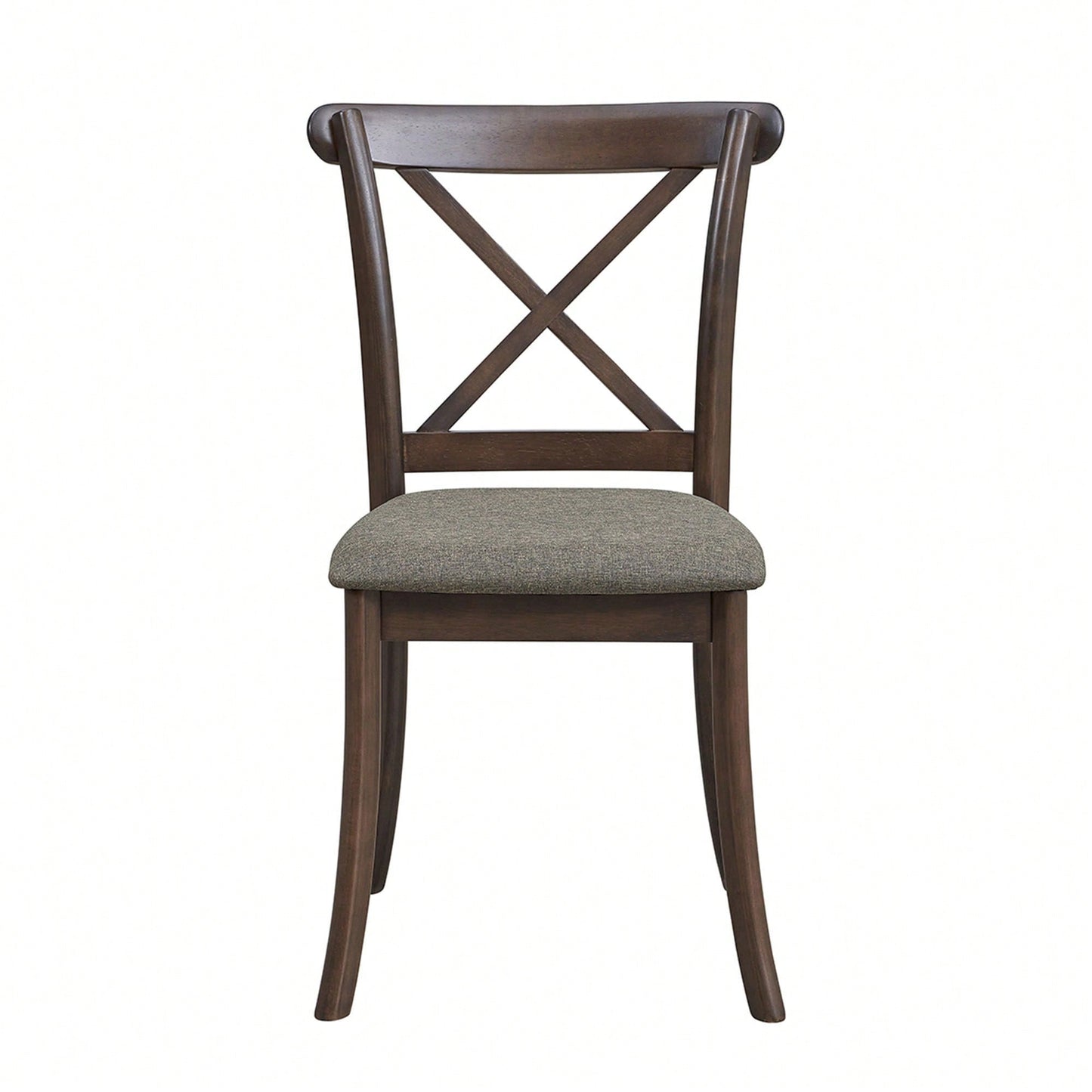 Modern Fabric Upholstered X Back Dining Chairs Set Of 2, Rubber Wood Farmhouse Style Kitchen Side Chairs In Oak Finish