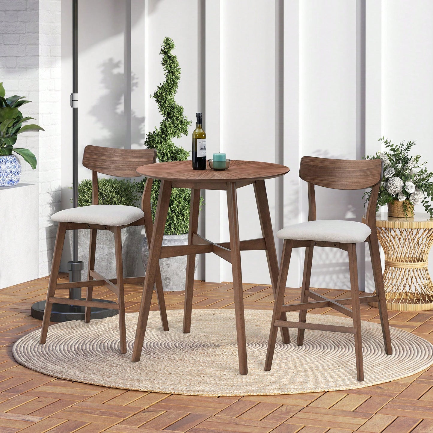 Modern Upholstered Kitchen Island Bar Chairs Set Of 2 With Backrest And Footrest For Pub Living Room And Restaurant Black Wooden Frame