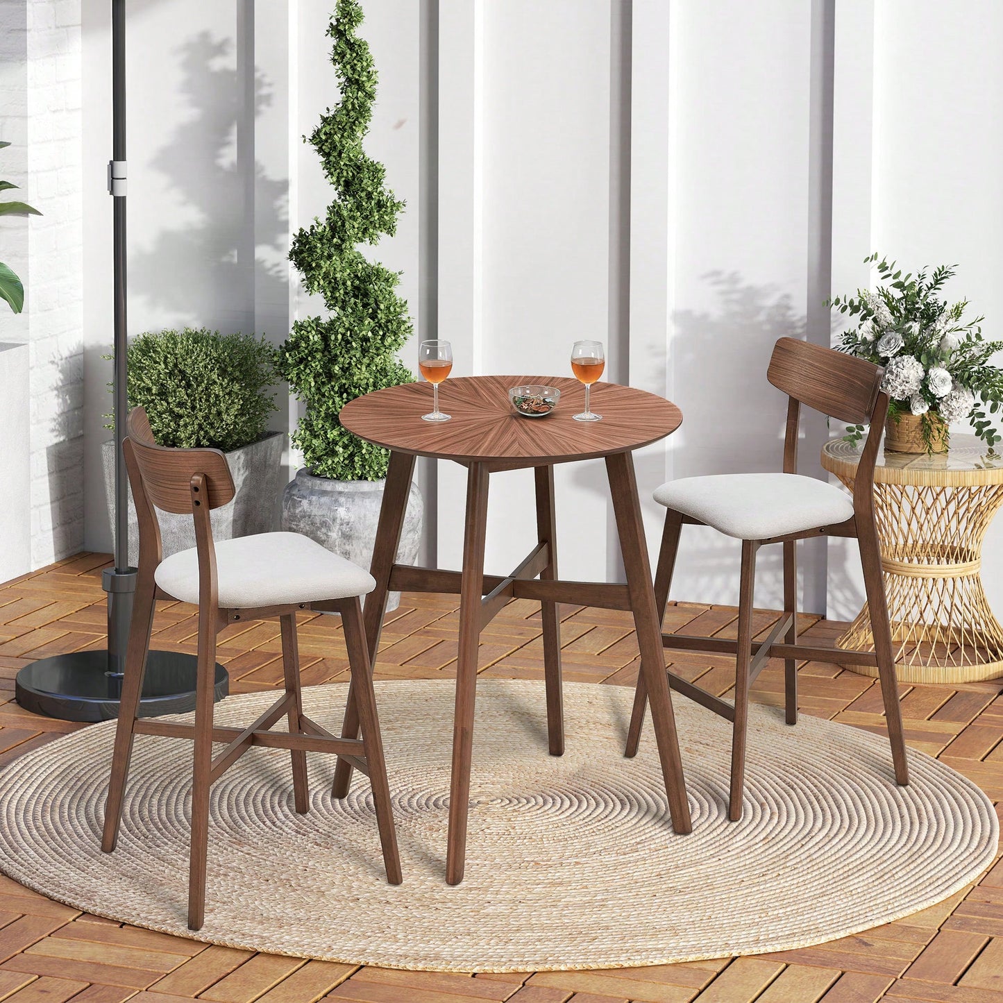 Modern Upholstered Kitchen Island Bar Chairs Set Of 2 With Backrest And Footrest For Pub Living Room And Restaurant Black Wooden Frame