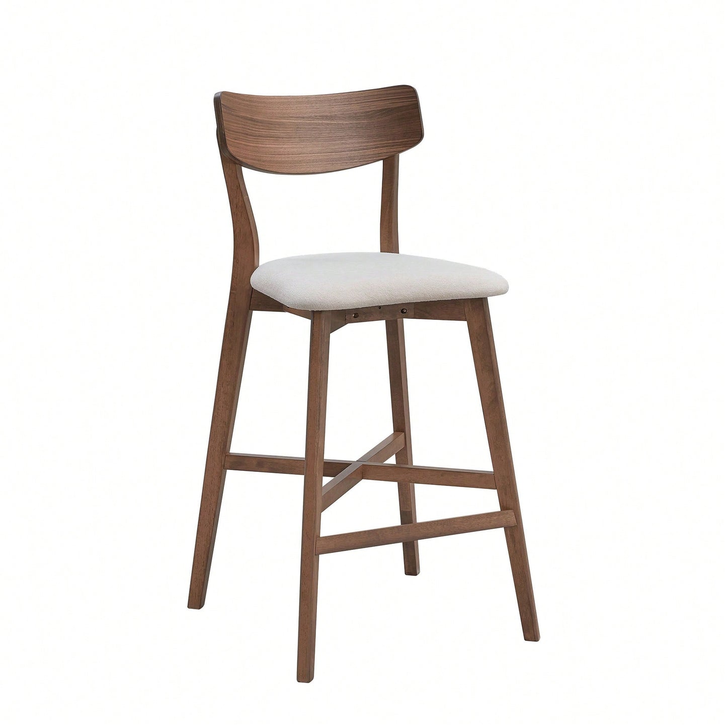 Modern Upholstered Kitchen Island Bar Chairs Set Of 2 With Backrest And Footrest For Pub Living Room And Restaurant Black Wooden Frame