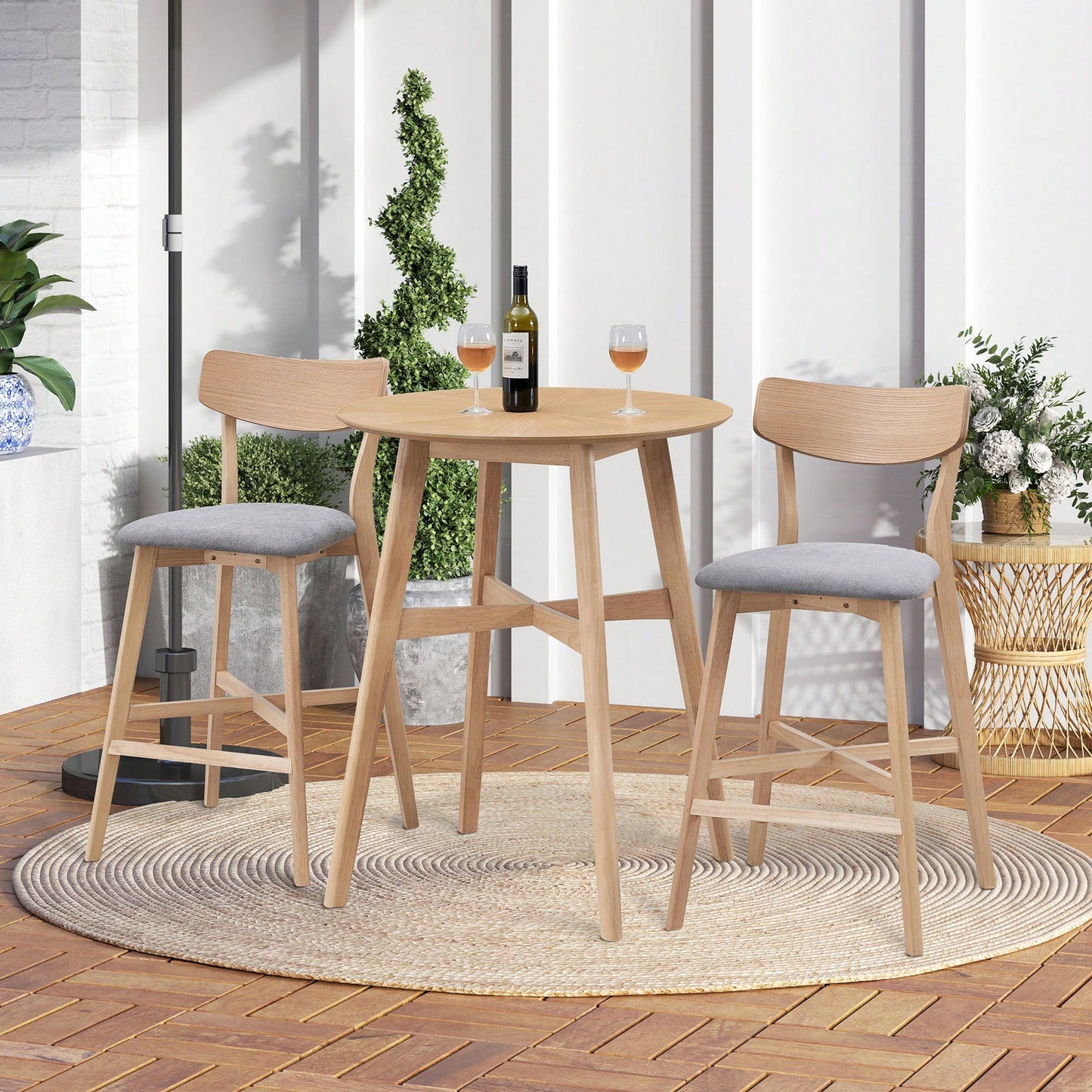 Modern Upholstered Kitchen Island Bar Chairs Set Of 2 With Backrest And Footrest For Pub Living Room And Restaurant Black Wooden Frame