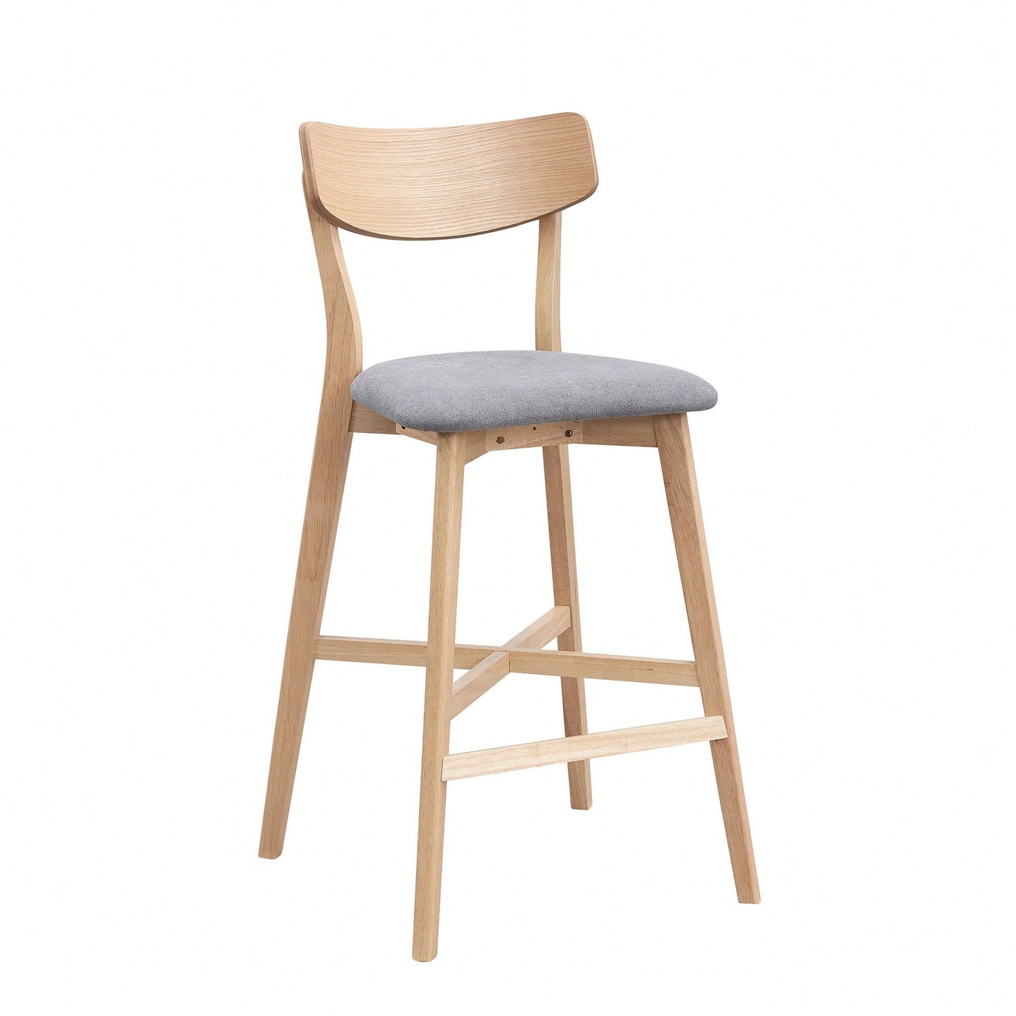 Modern Upholstered Kitchen Island Bar Chairs Set Of 2 With Backrest And Footrest For Pub Living Room And Restaurant Black Wooden Frame