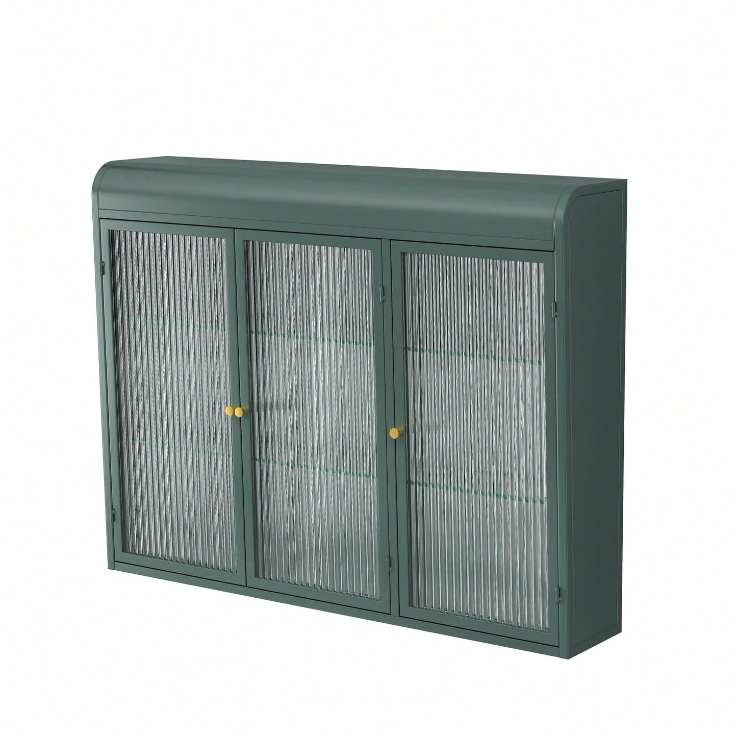 Elegant 3 Door Arched Wall Mounted Glass Cabinets For Kitchen Living Room And Bathroom In White Finish