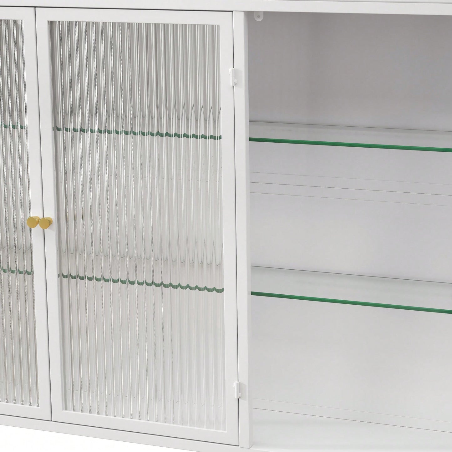 Elegant 3 Door Arched Wall Mounted Glass Cabinets For Kitchen Living Room And Bathroom In White Finish