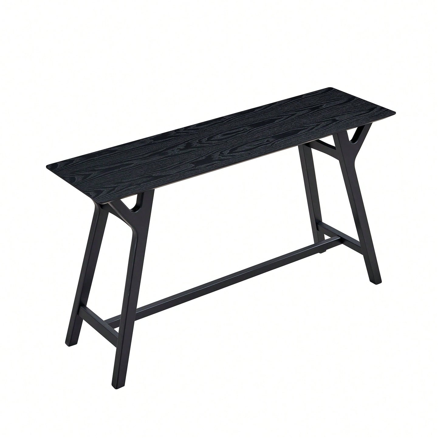 Modern Narrow Console Table With Solid Wood Legs For Living Room Entryway Hallway Black MDF Design