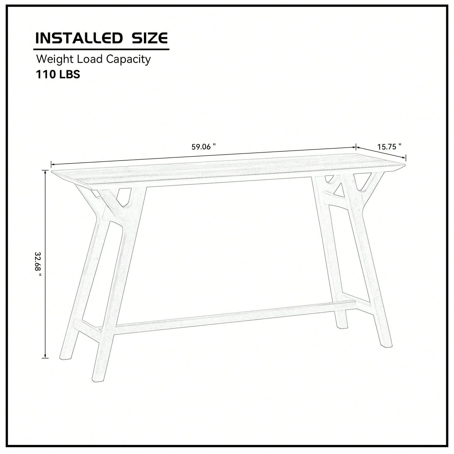 Modern Narrow Console Table With Solid Wood Legs For Living Room Entryway Hallway Black MDF Design