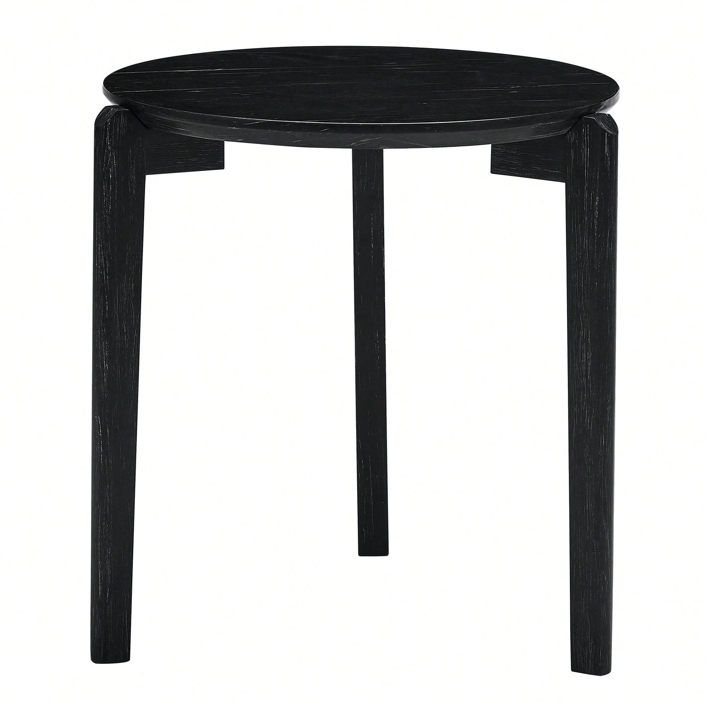 Modern 24 Inch Round Coffee Table With Imitation Marble Top And Solid Rubber Wood Legs For Living Room And Office
