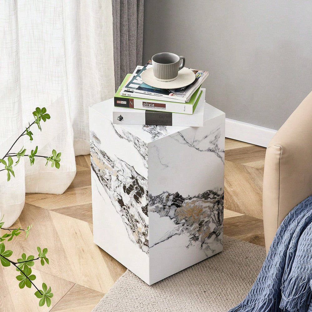Stylish Cube Design Coffee Table In White MDF With Sticker Finish Ideal For Home Decor
