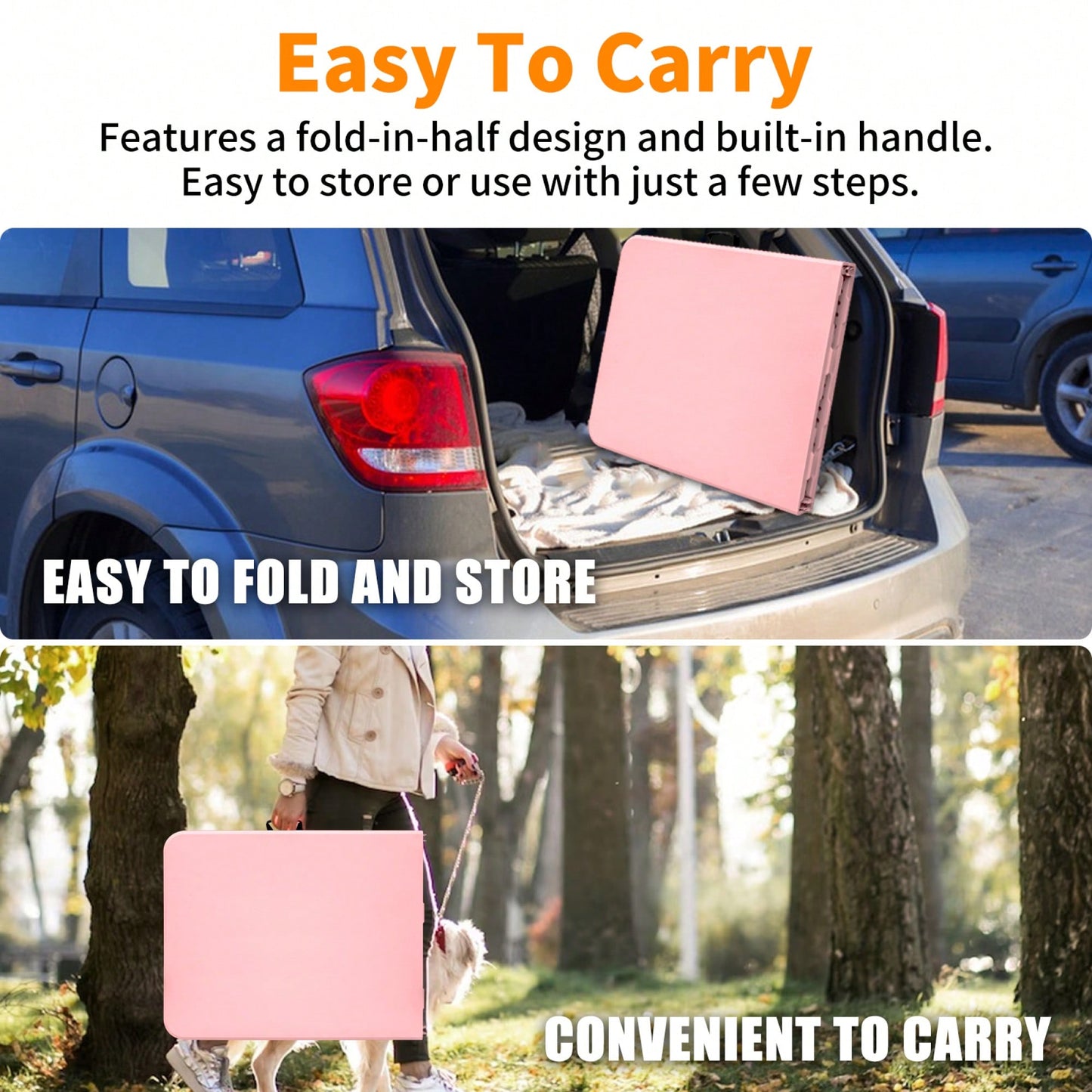 6ft Portable Pink Folding Table For Camping Picnics And Parties High Load Bearing Foldable Design