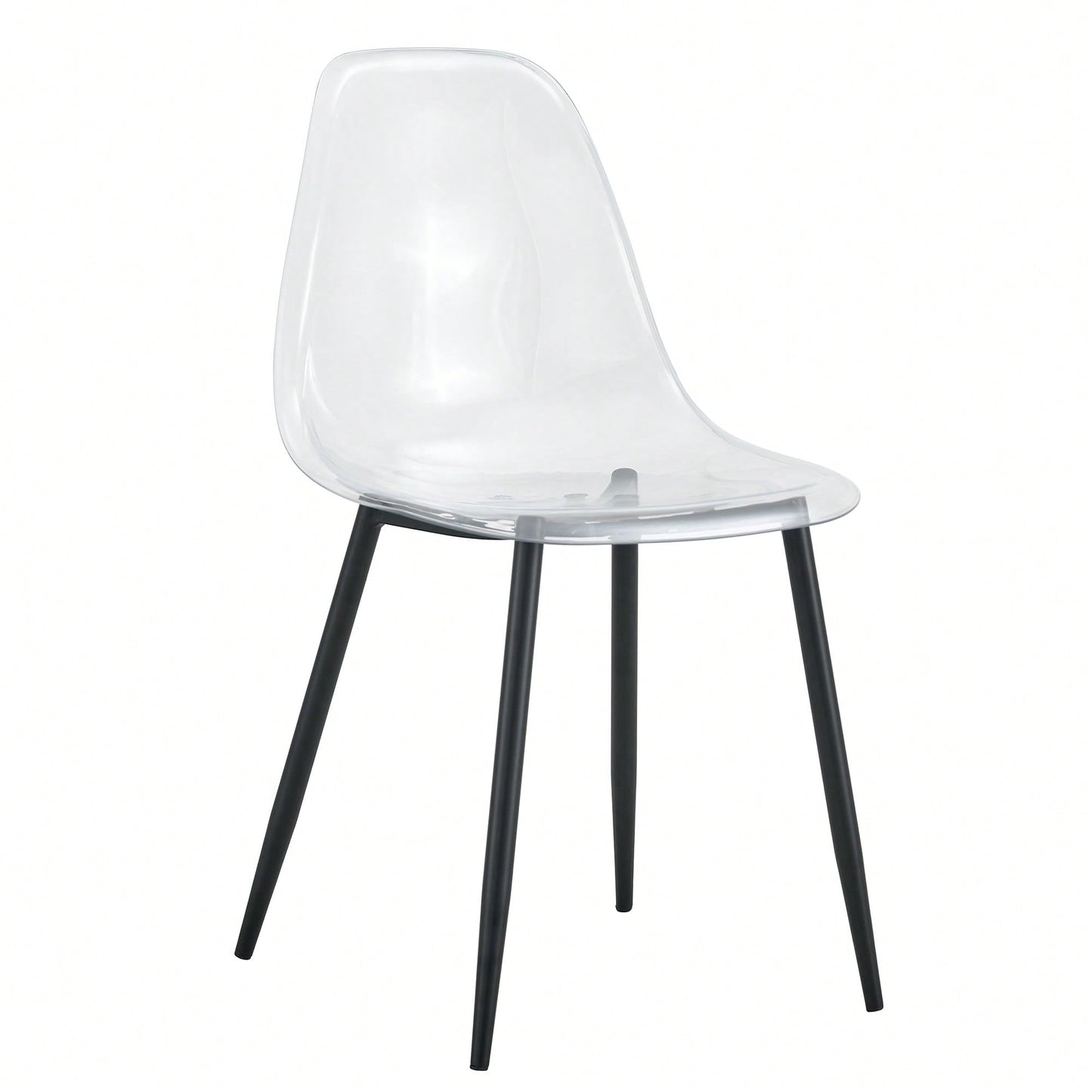 Modern Minimalist Transparent Dining Chairs Set of 4 Armless Crystal Design Black Metal Legs Nordic Style Makeup Negotiation Stools