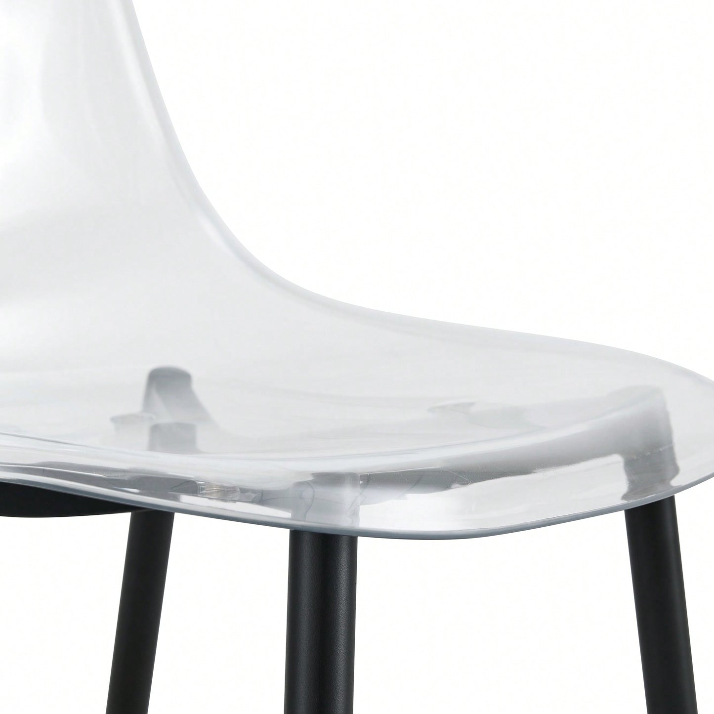 Modern Minimalist Transparent Dining Chairs Set of 4 Armless Crystal Design Black Metal Legs Nordic Style Makeup Negotiation Stools