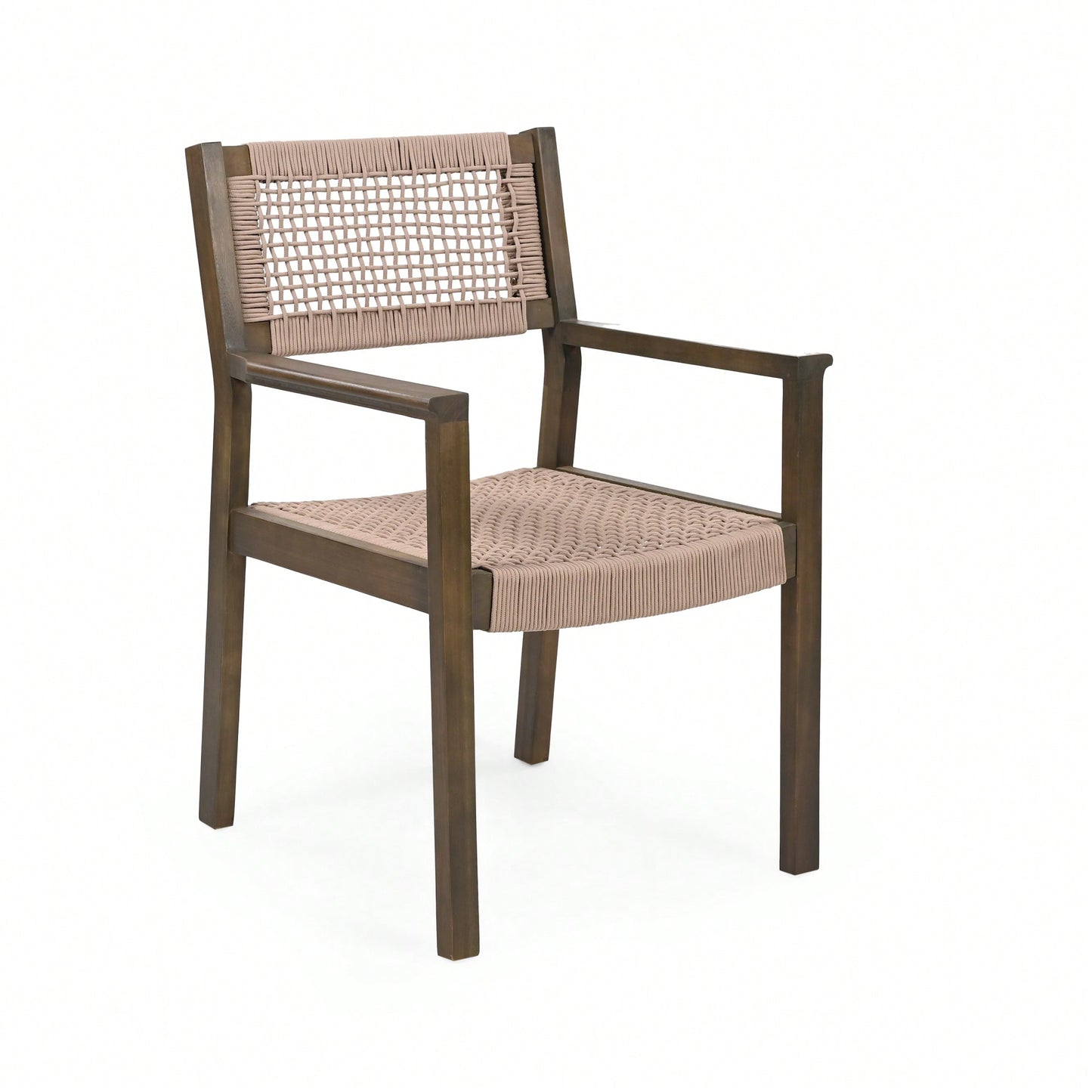 Set Of 2 Light Brown Braided Dining Chairs For Stylish Home Decor