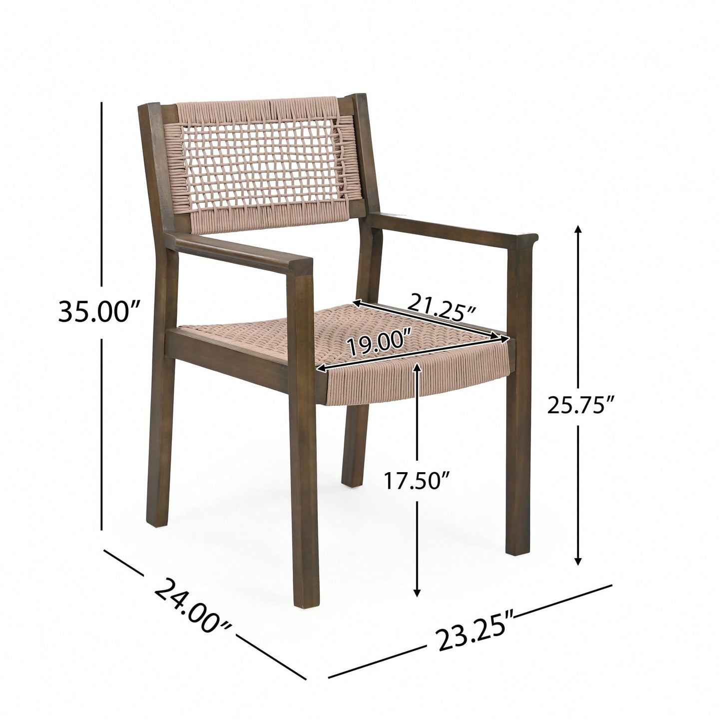Set Of 2 Light Brown Braided Dining Chairs For Stylish Home Decor
