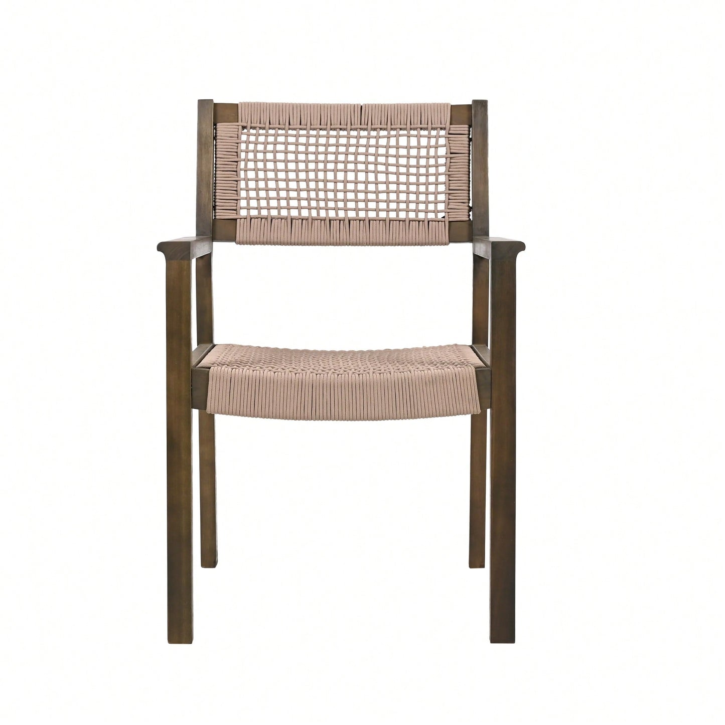 Set Of 2 Light Brown Braided Dining Chairs For Stylish Home Decor