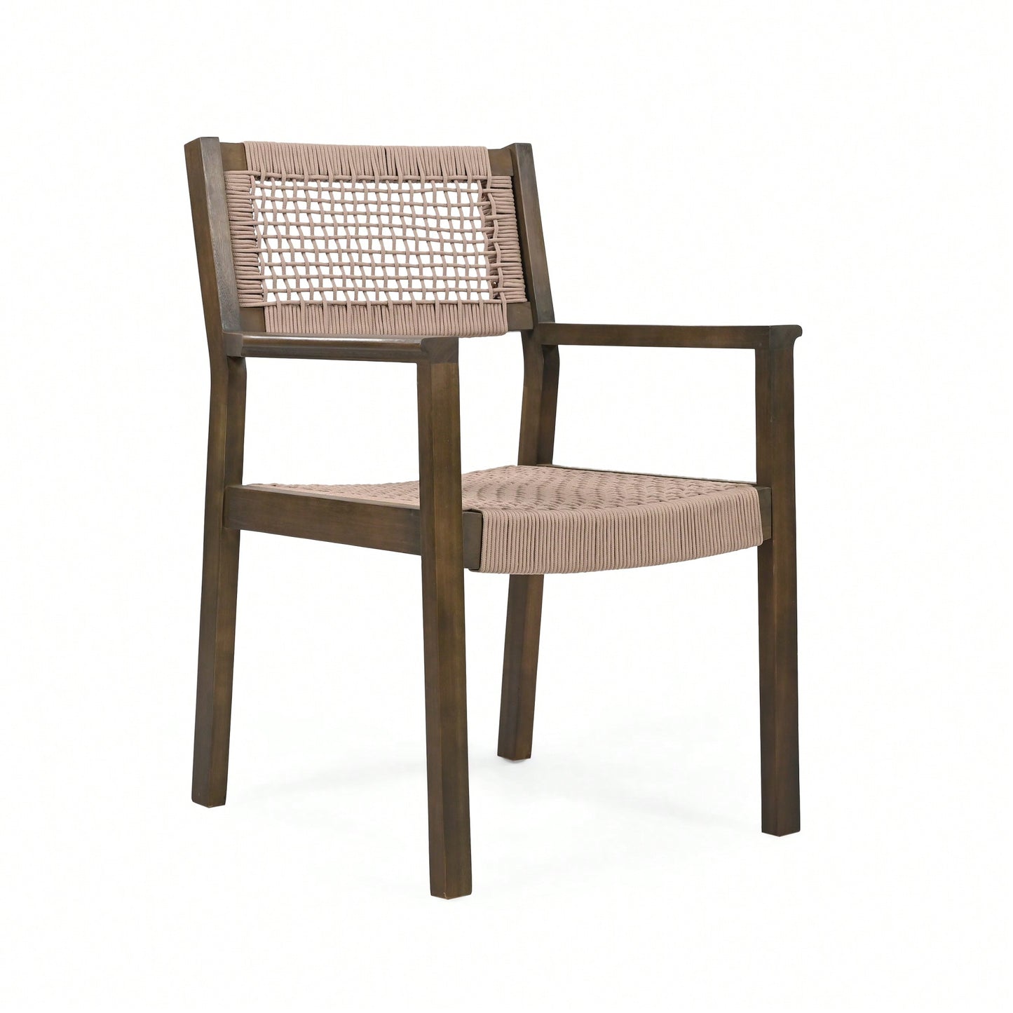 Set Of 2 Light Brown Braided Dining Chairs For Stylish Home Decor