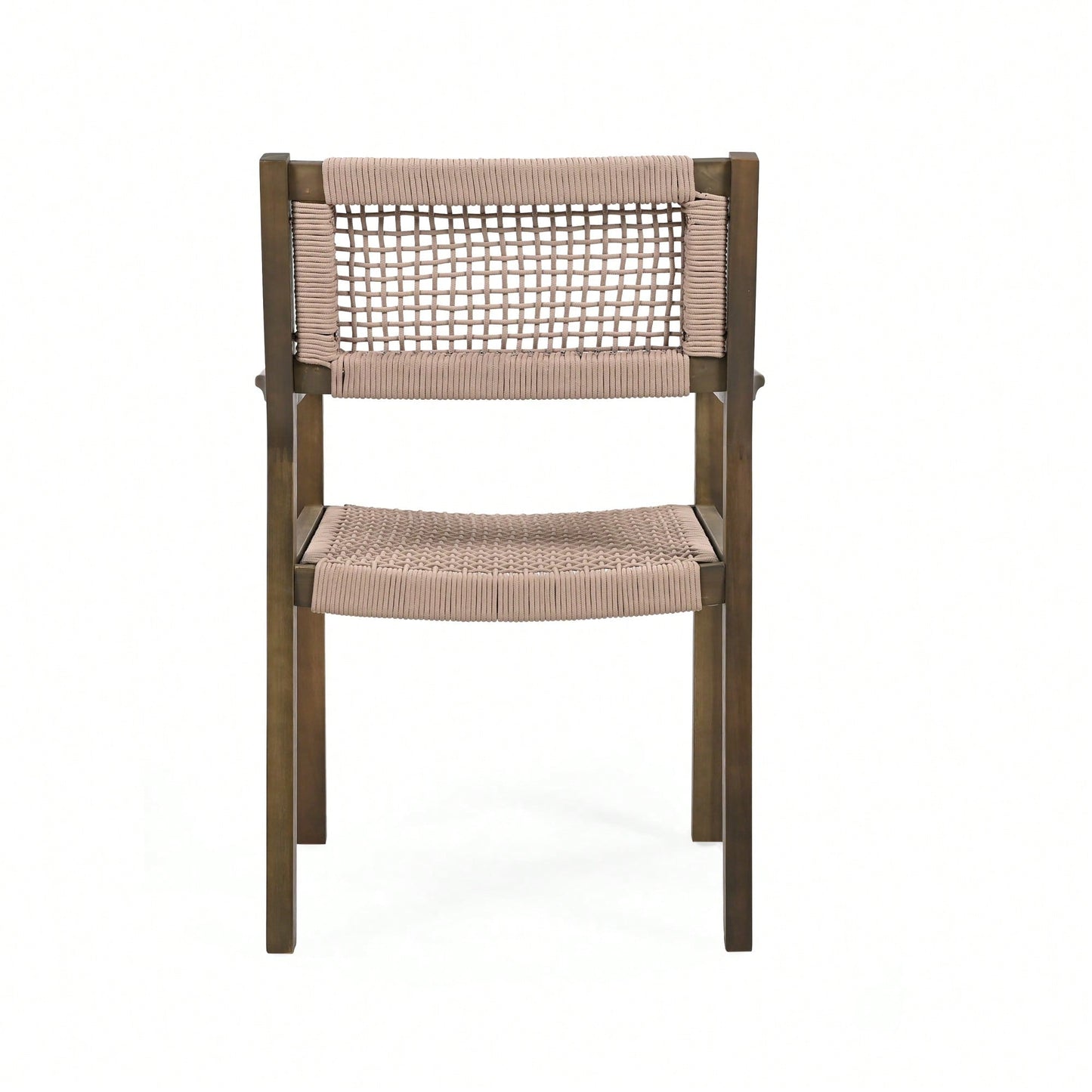 Set Of 2 Light Brown Braided Dining Chairs For Stylish Home Decor