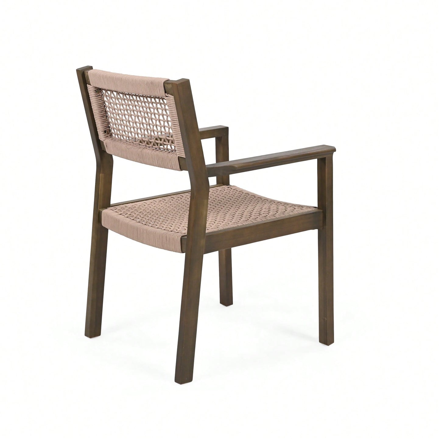 Set Of 2 Light Brown Braided Dining Chairs For Stylish Home Decor