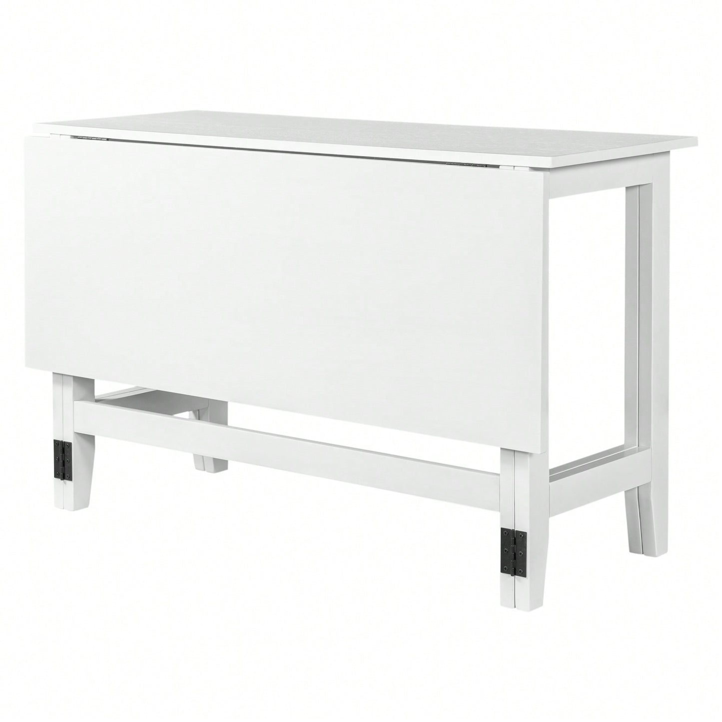 Extendable White Wood Dining Table With Drop Leaf Design For Small Spaces