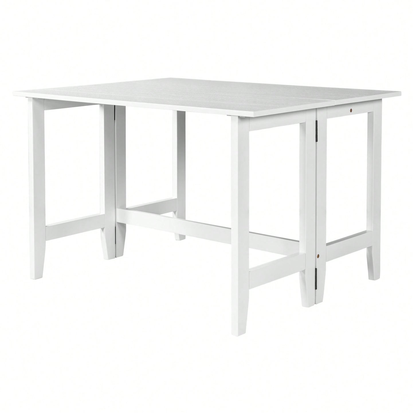 Extendable White Wood Dining Table With Drop Leaf Design For Small Spaces