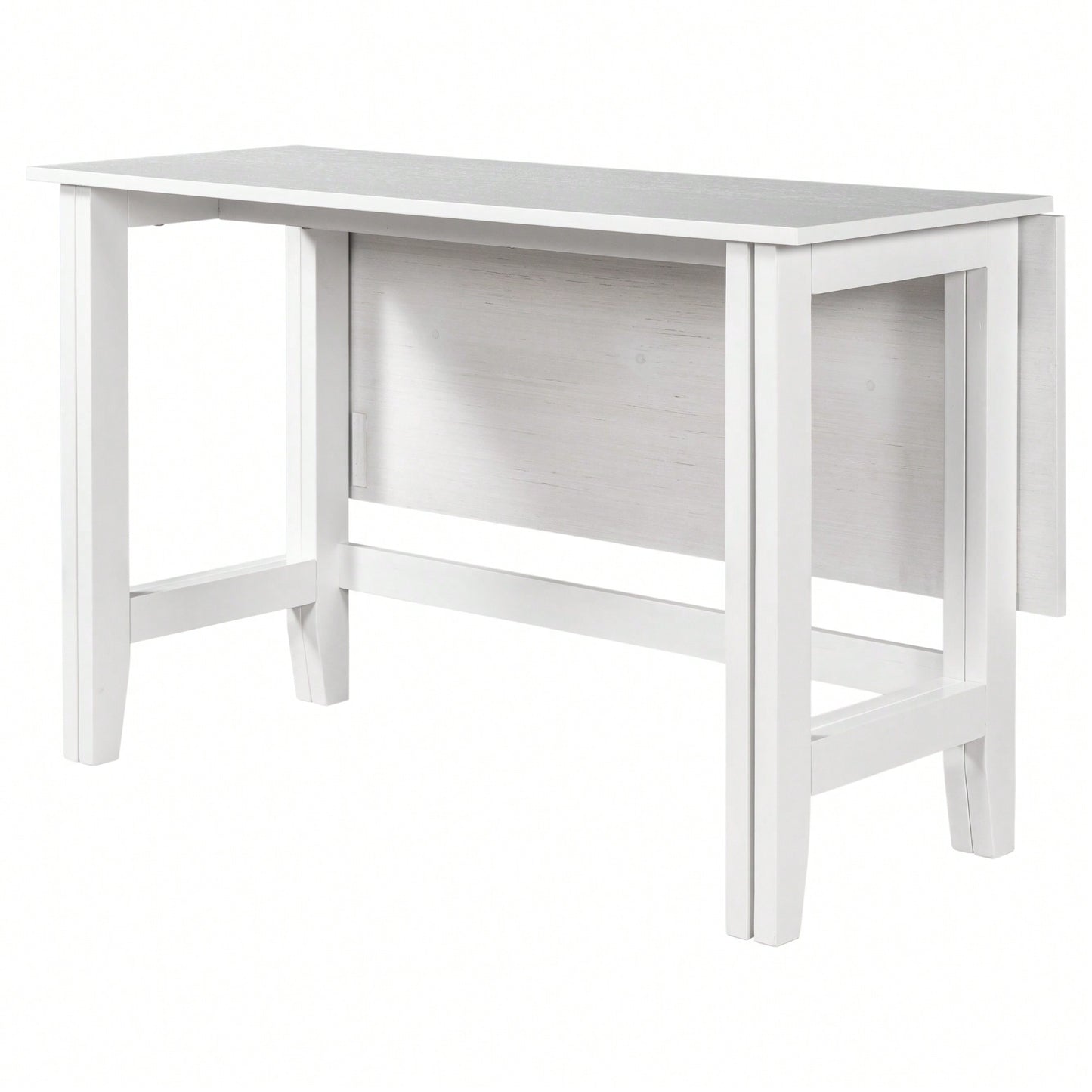 Extendable White Wood Dining Table With Drop Leaf Design For Small Spaces