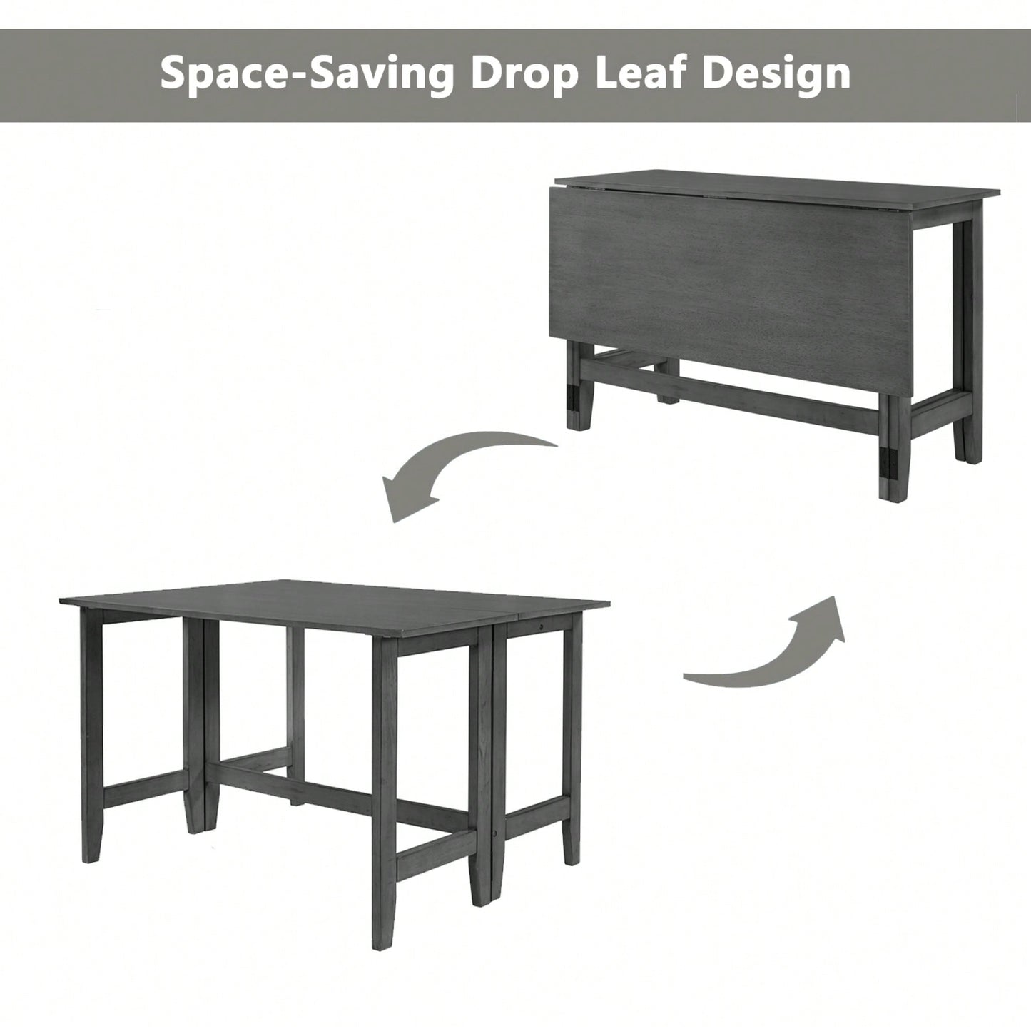 Extendable White Wood Dining Table With Drop Leaf Design For Small Spaces