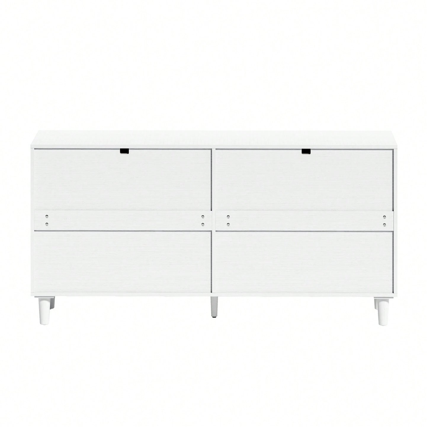 Natural 59 Inch Rattan Dresser with 6 Drawers Stylish Storage Cabinet with Metal Handles and Wood Legs for Bedroom Hallway or Living Room