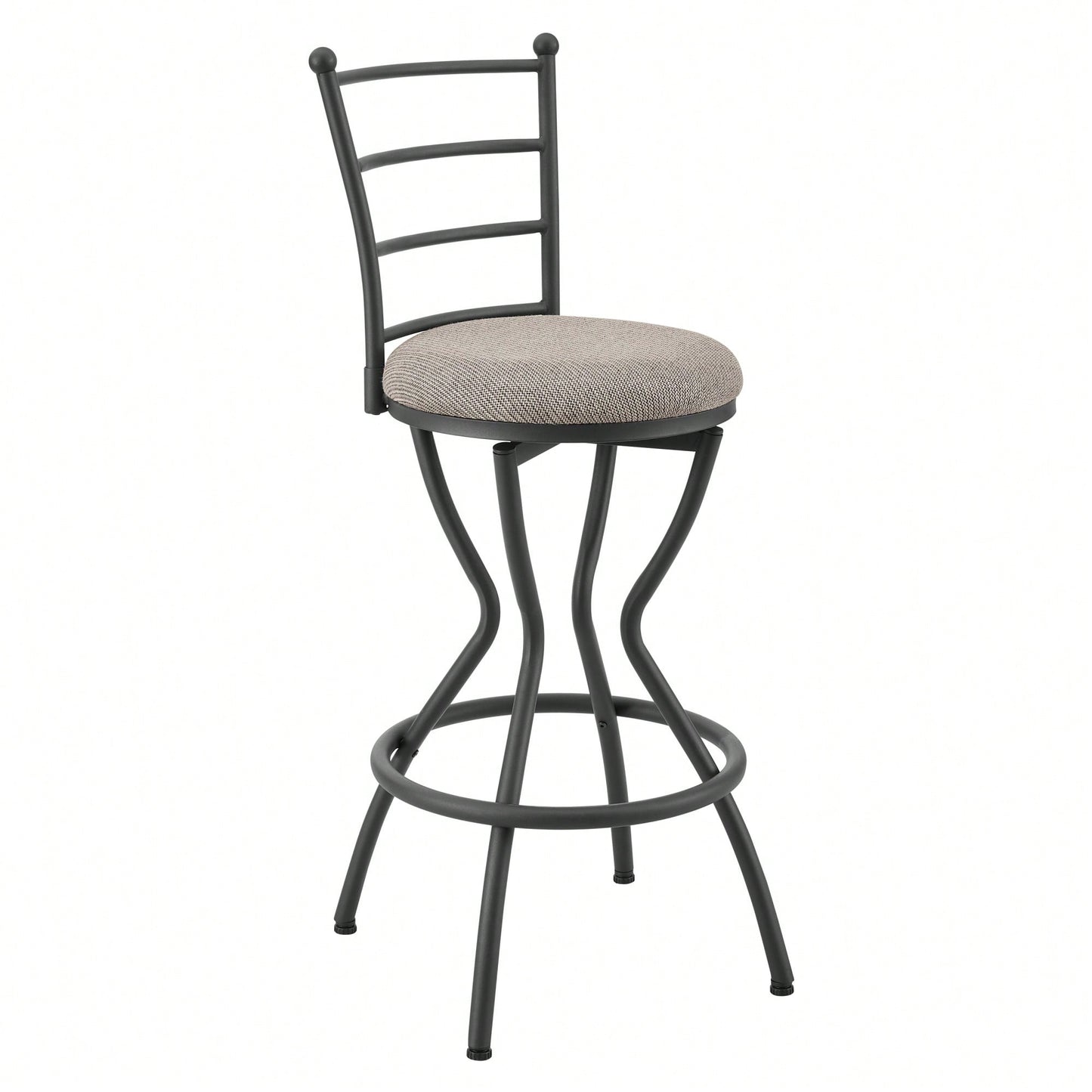 Industrial Style 3 Piece Bar Table And Chairs Set For Dining Room With Metal Back And Fabric Seat