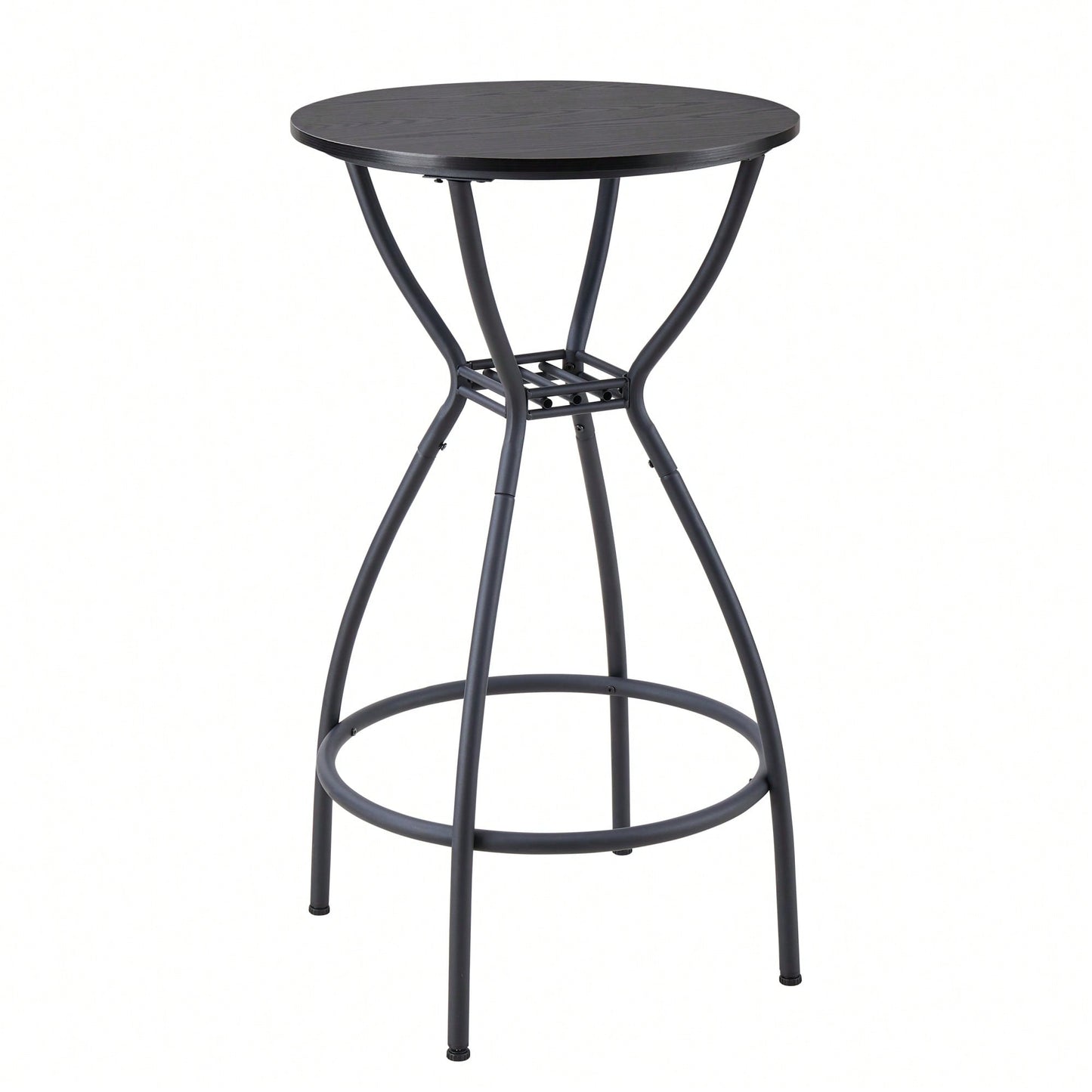 Industrial Style 3 Piece Bar Table And Chairs Set For Dining Room With Metal Back And Fabric Seat