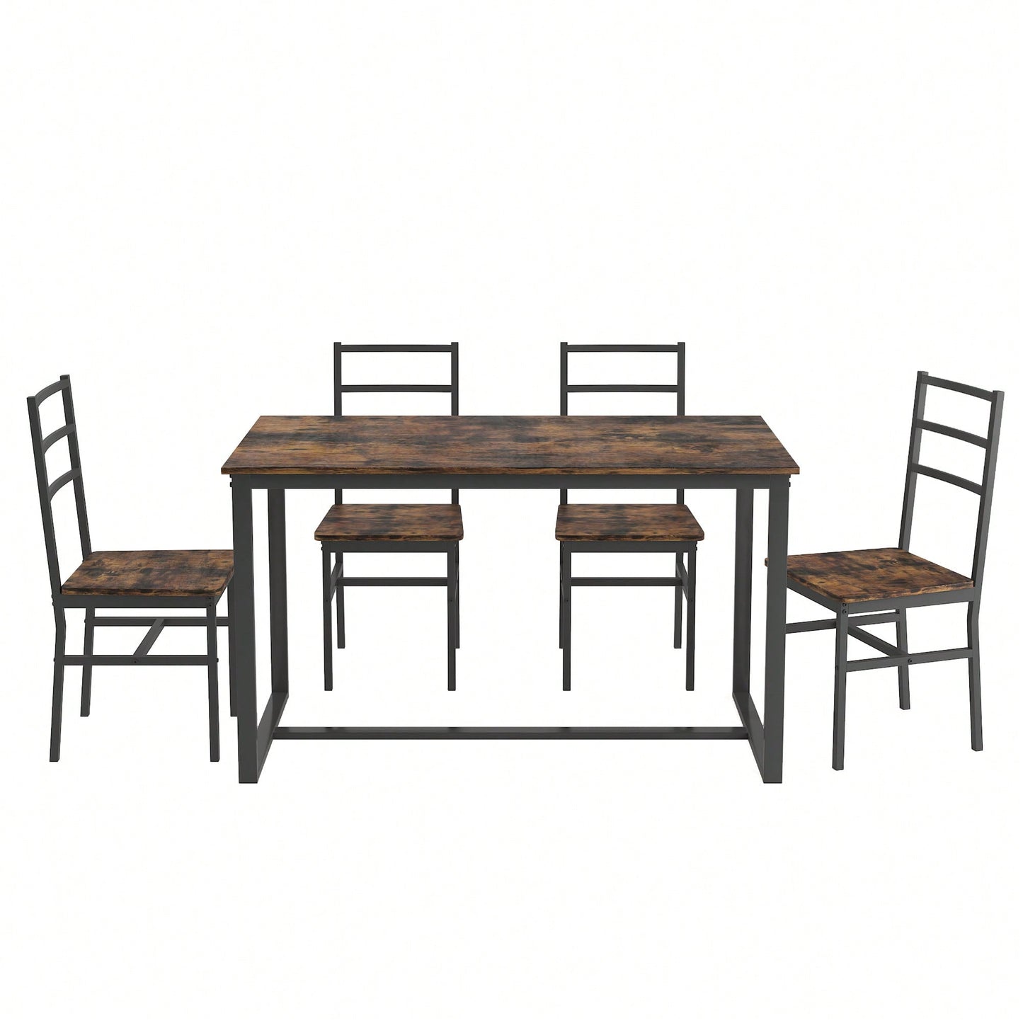 Industrial Style Five-Piece Dining Set With Backrest Sturdy Table And Chairs