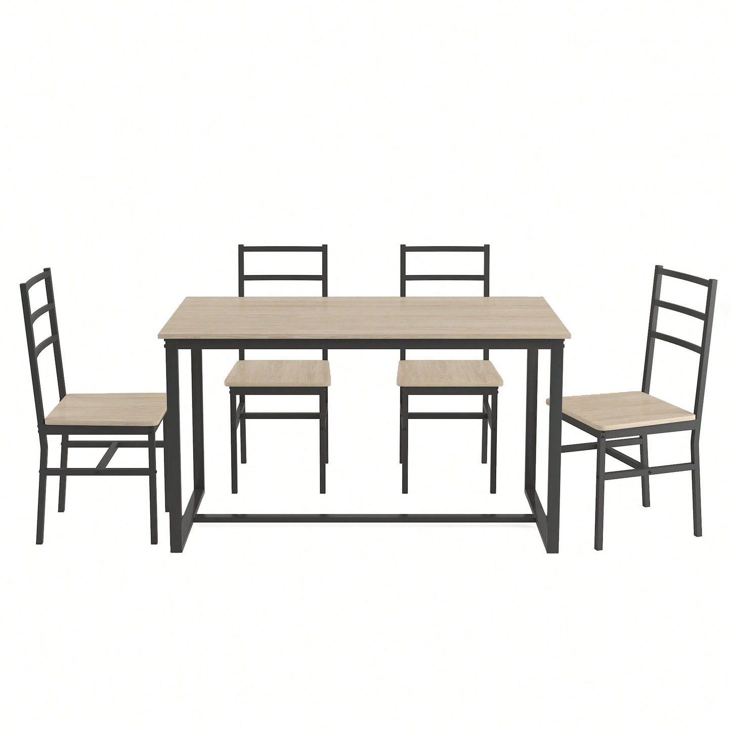 Industrial Style Five-Piece Dining Set With Backrest Sturdy Table And Chairs