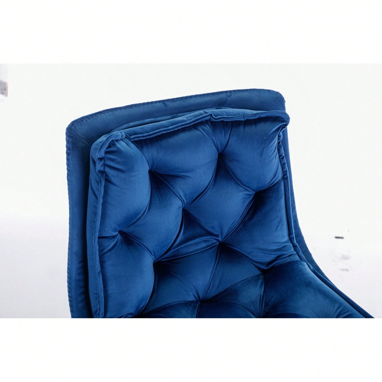 Adjustable Velvet Bar Stools With Chrome Footrest And Golden Legs - Set Of 2 Swivel Chairs In Blue