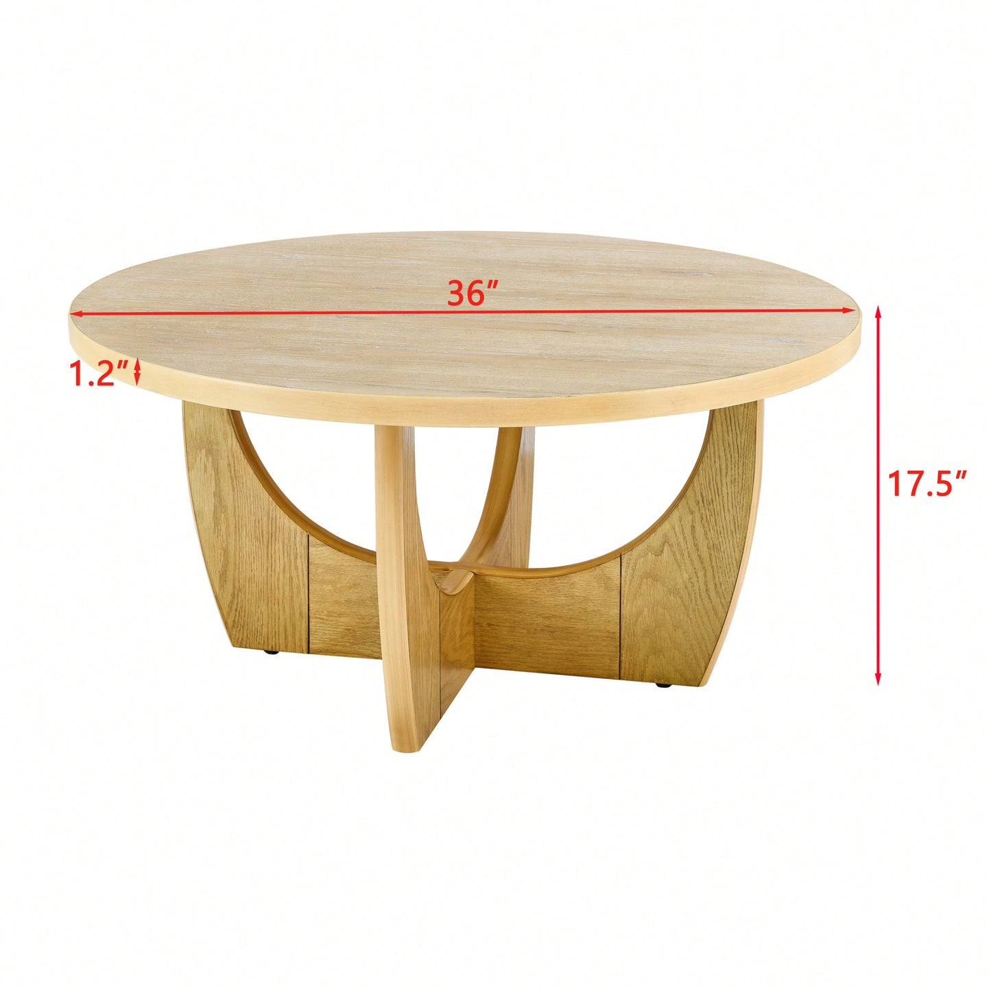 36 Inch Round Wooden Coffee Table For Living Room And Bedroom In Oak Finish