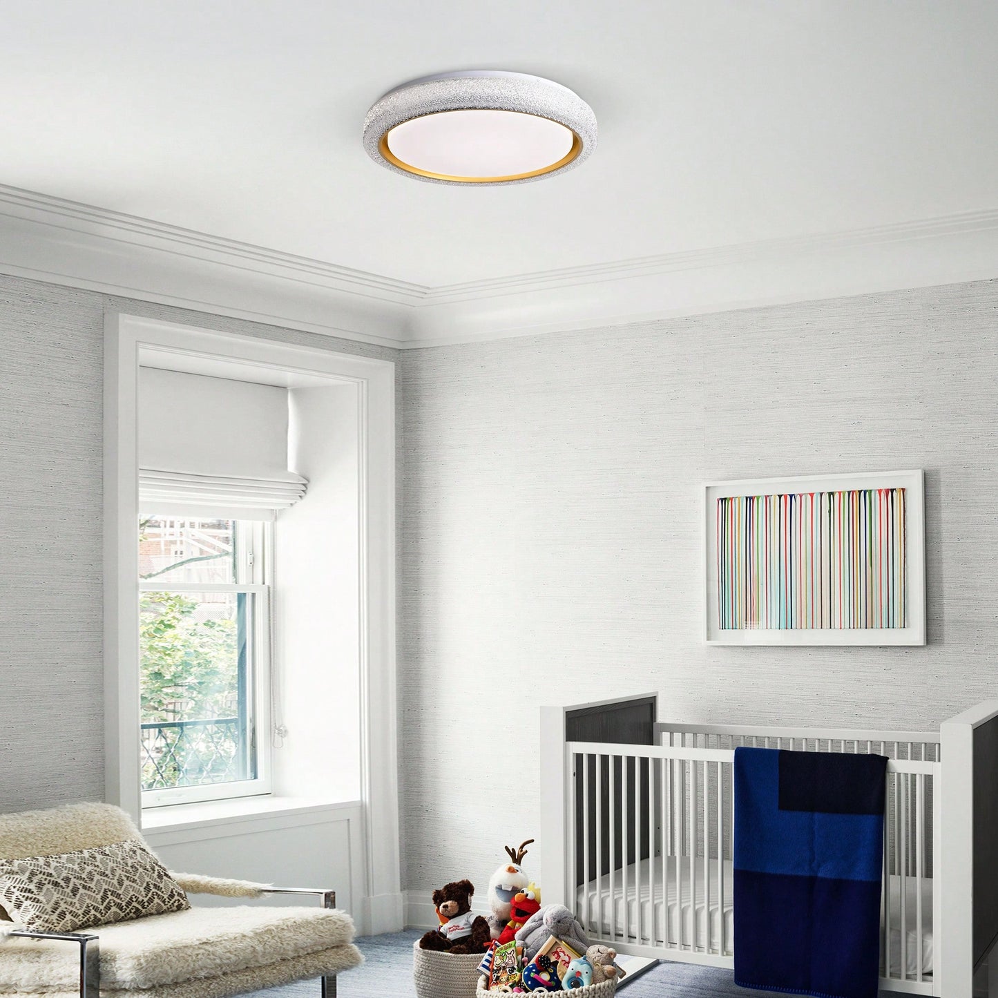 Dimmable 36W LED Flush Mount Ceiling Light 19.69in 3600LM With 5 Color Temperatures For Bedroom Bathroom Hallway