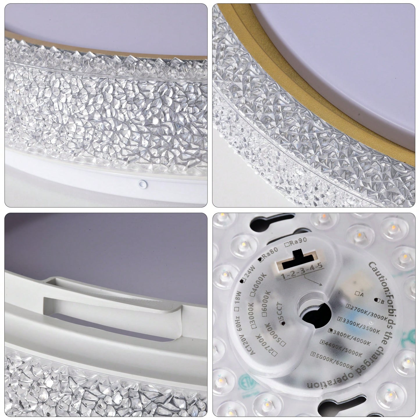 Dimmable 36W LED Flush Mount Ceiling Light 19.69in 3600LM With 5 Color Temperatures For Bedroom Bathroom Hallway