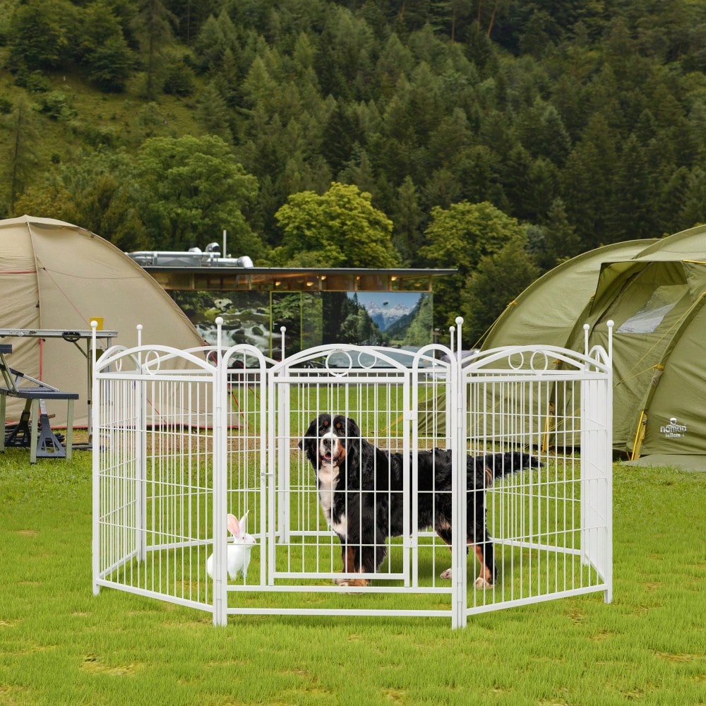 8 Panel 32 Inch Heavy Duty Metal Dog Playpen Indoor Outdoor Exercise Fence With Doors For Large Medium Small Dogs