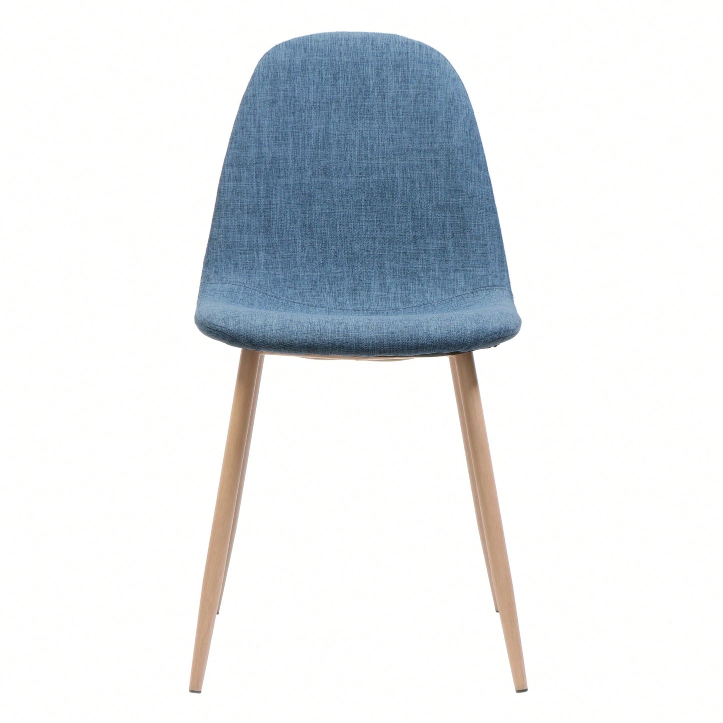 Fabric Upholstered Mid-Century Dining Chairs With Dark Walnut Finished Metal Legs - Set Of 2