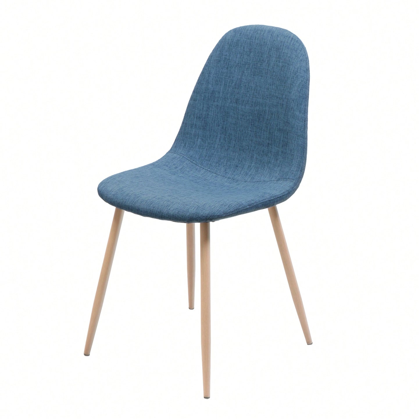 Fabric Upholstered Mid-Century Dining Chairs With Dark Walnut Finished Metal Legs - Set Of 2