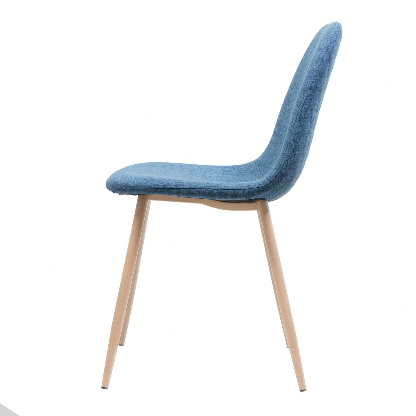 Fabric Upholstered Mid-Century Dining Chairs With Dark Walnut Finished Metal Legs - Set Of 2