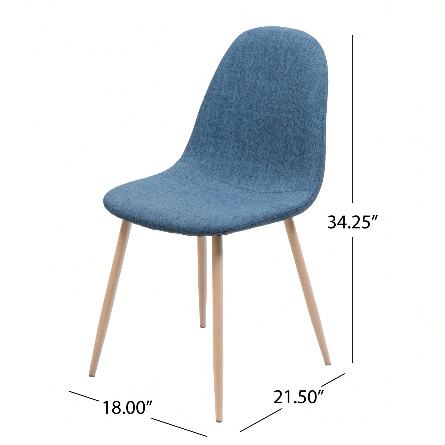 Fabric Upholstered Mid-Century Dining Chairs With Dark Walnut Finished Metal Legs - Set Of 2